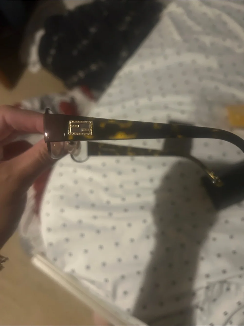 Fendi Casa Women's Rectangular Glasses - Gold and Brown